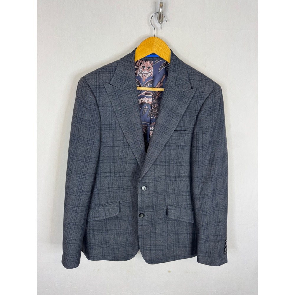 Sondergaard Copenhagen Mens Grey Plaid Slim Fit Blazer Jacket 38R SSJF075